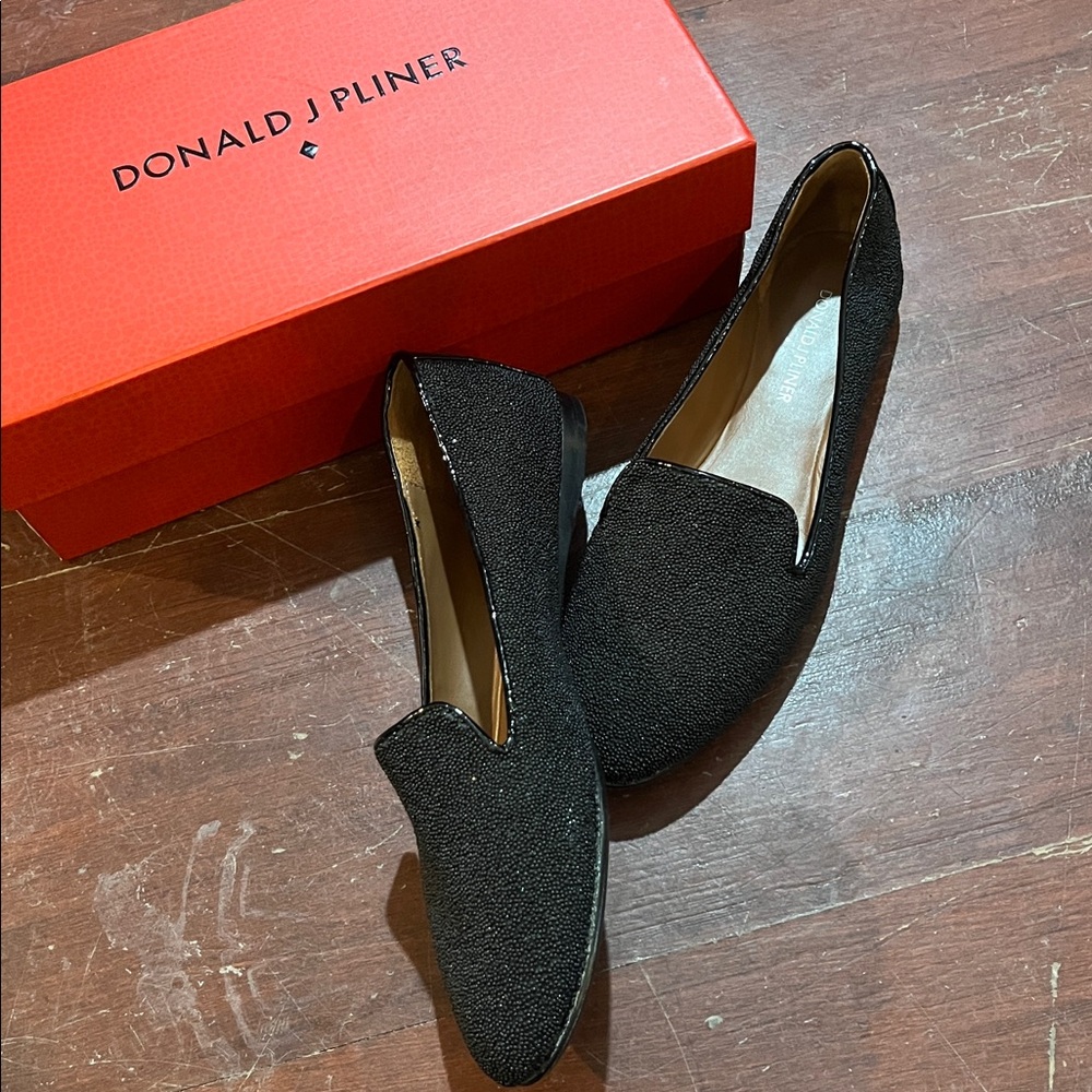 Donald J. Pliner Black Shimmer Loafers